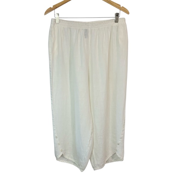 IC by Connie K White Cropped 100% Linen Capri Pants Sz XL - Picture 1 of 8